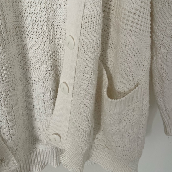 oversized white knit cardigan with front pockets - Picture 3 of 4